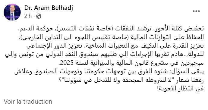 Tunisie Telegraph — متفرقات مشروع ميزانية 2025 : كأنه برنامج صندوق النقد الدولي