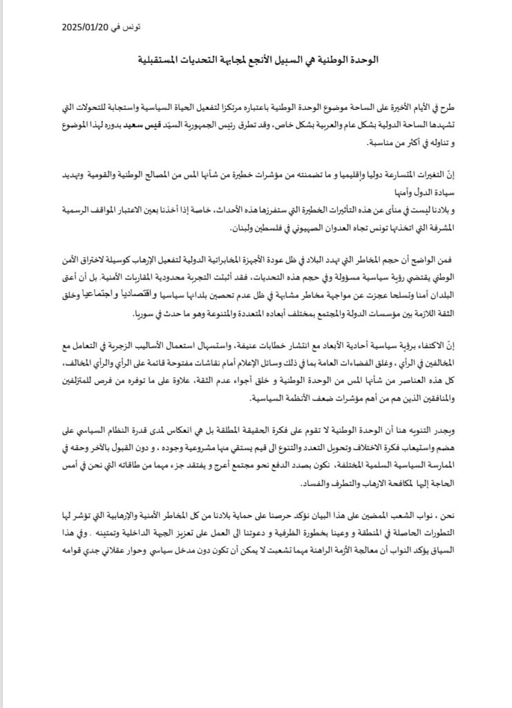 — نواب يطالبون بإطلاق النشطاء وتنقيح القوانين الزجرية- البيان -